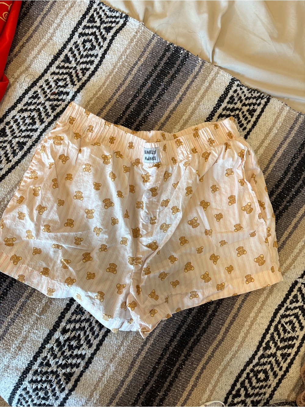 Barely Awake Cream Bear-Print Cotton Sleep Shorts